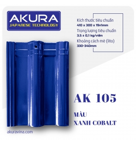 NGÓI SÓNG TRÁNG MEN CAO CẤP AKURA - XANH COBALT AK105