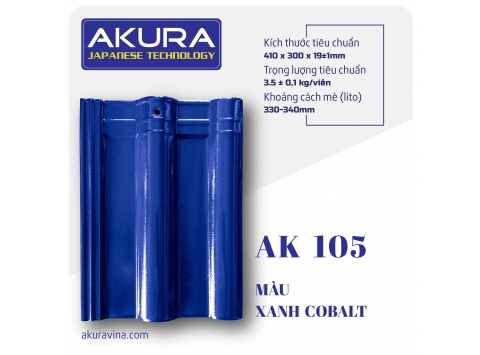 NGÓI SÓNG TRÁNG MEN CAO CẤP AKURA - XANH COBALT AK105