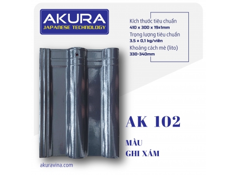 NGÓI SÓNG TRÁNG MEN CAO CẤP AKURA - GHI XÁM AK102